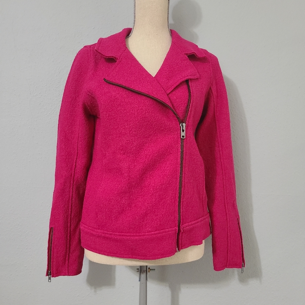 Tahari NWOT Full Zip‎ Wool Hot Pink Jacket Size Small
